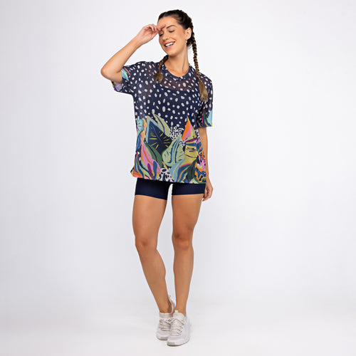 Camisão de Tule Estampado - Folhagem Colors