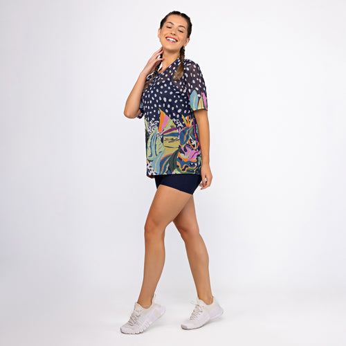 Camisão de Tule Estampado - Folhagem Colors
