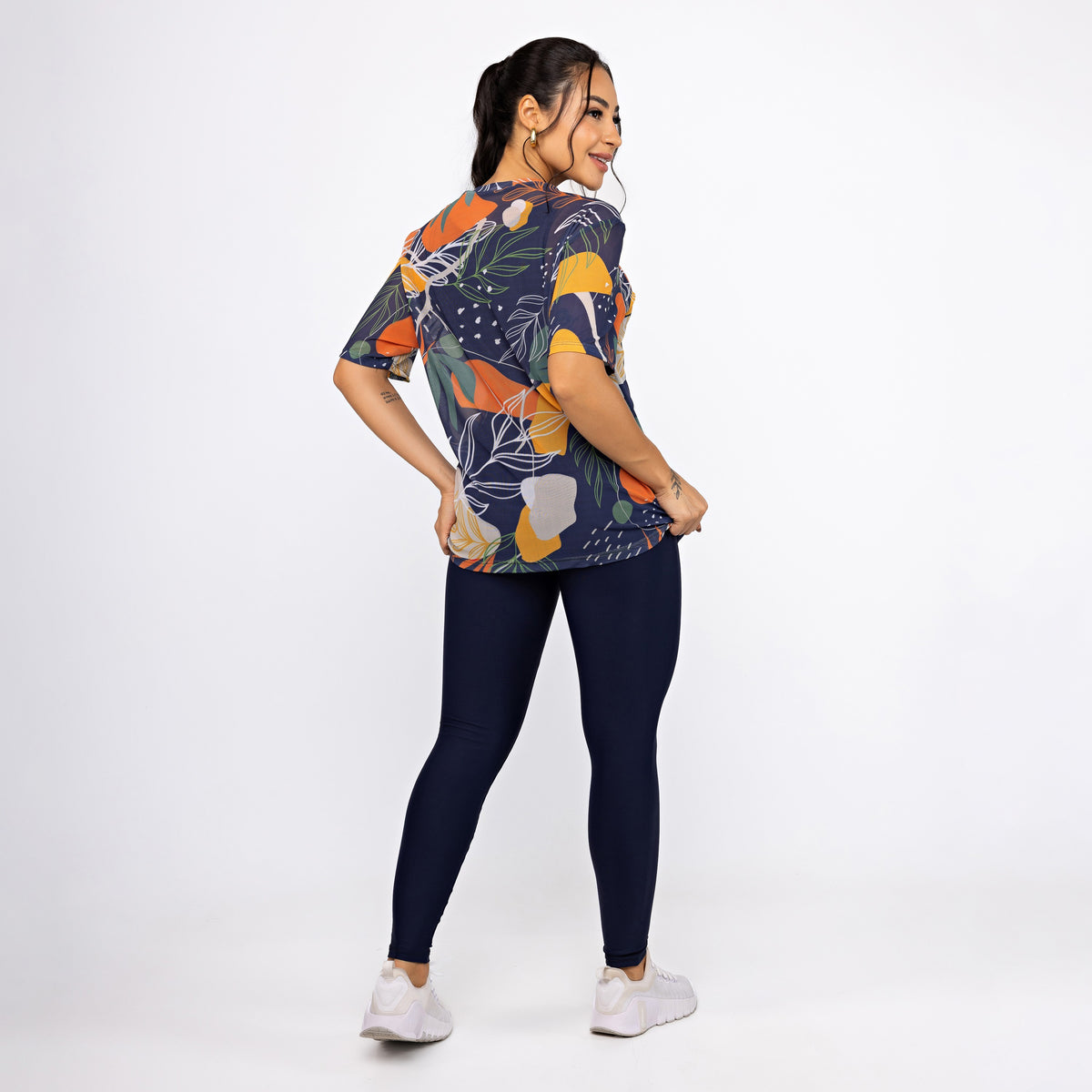 Camisão de Tule Estampado - Folhagem Aurora
