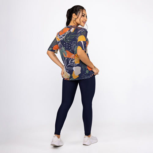 Camisão de Tule Estampado - Folhagem Aurora