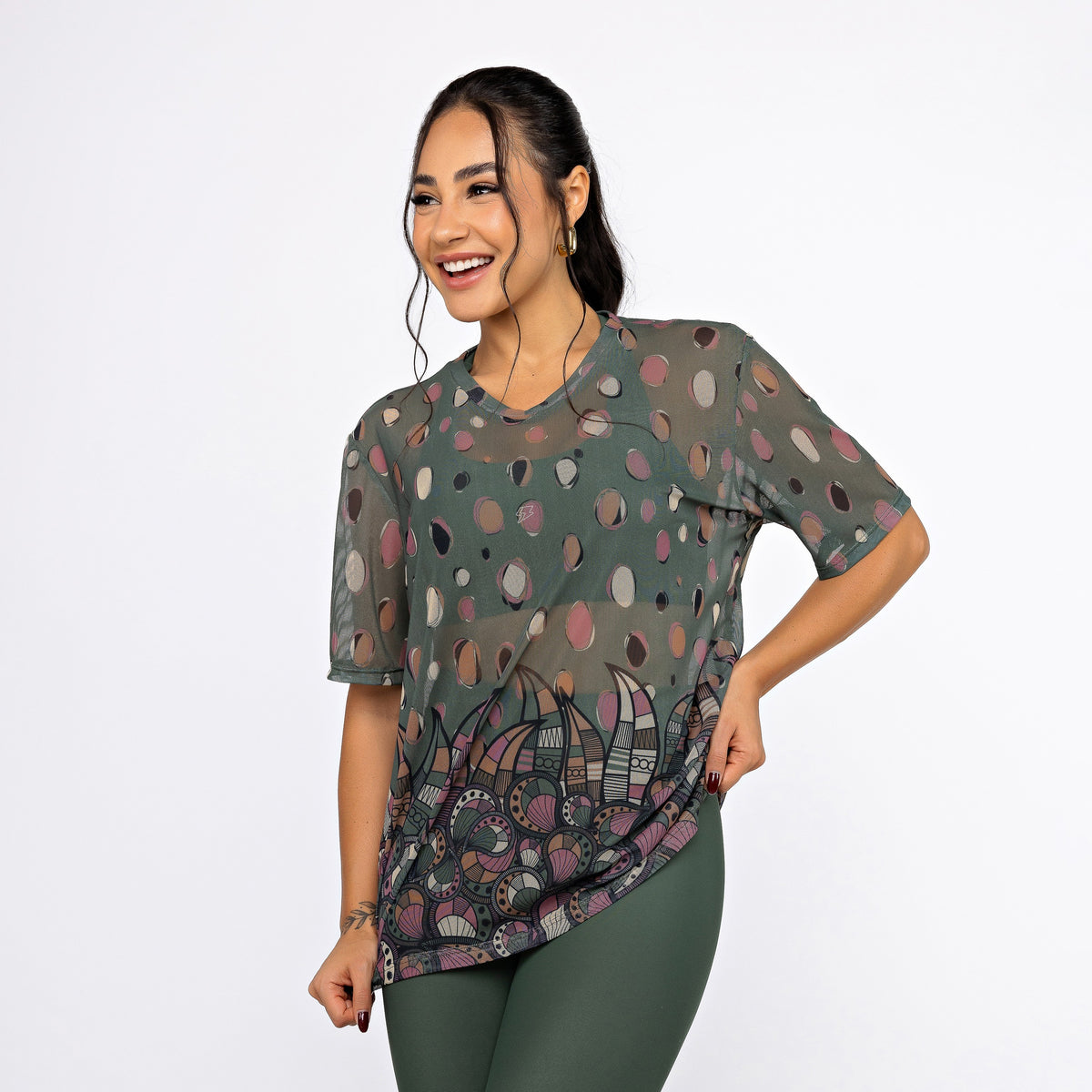 Camisão de Tule Estampado - Jardim de Inverno