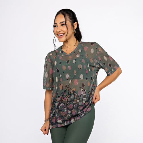 Camisão de Tule Estampado - Jardim de Inverno