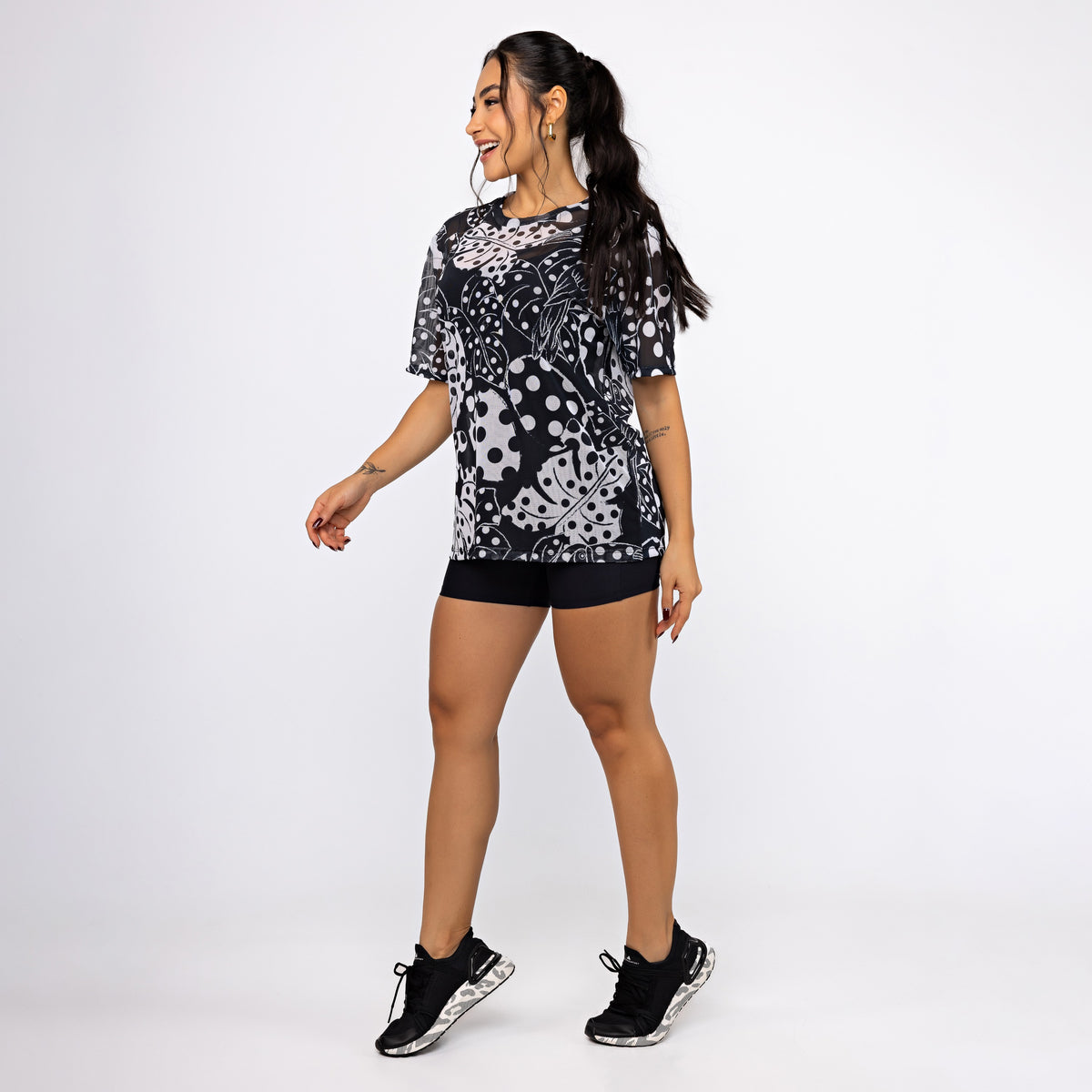 Camisão de Tule Estampado - Tucaju