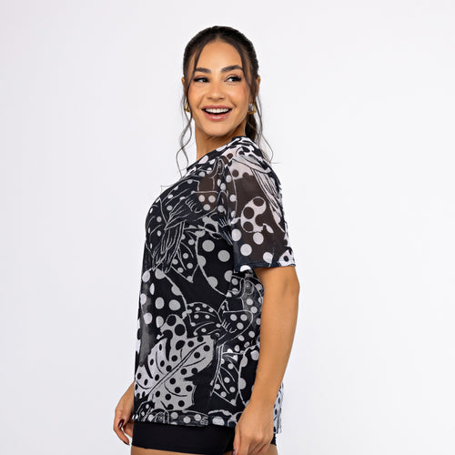Camisão de Tule Estampado - Tucaju