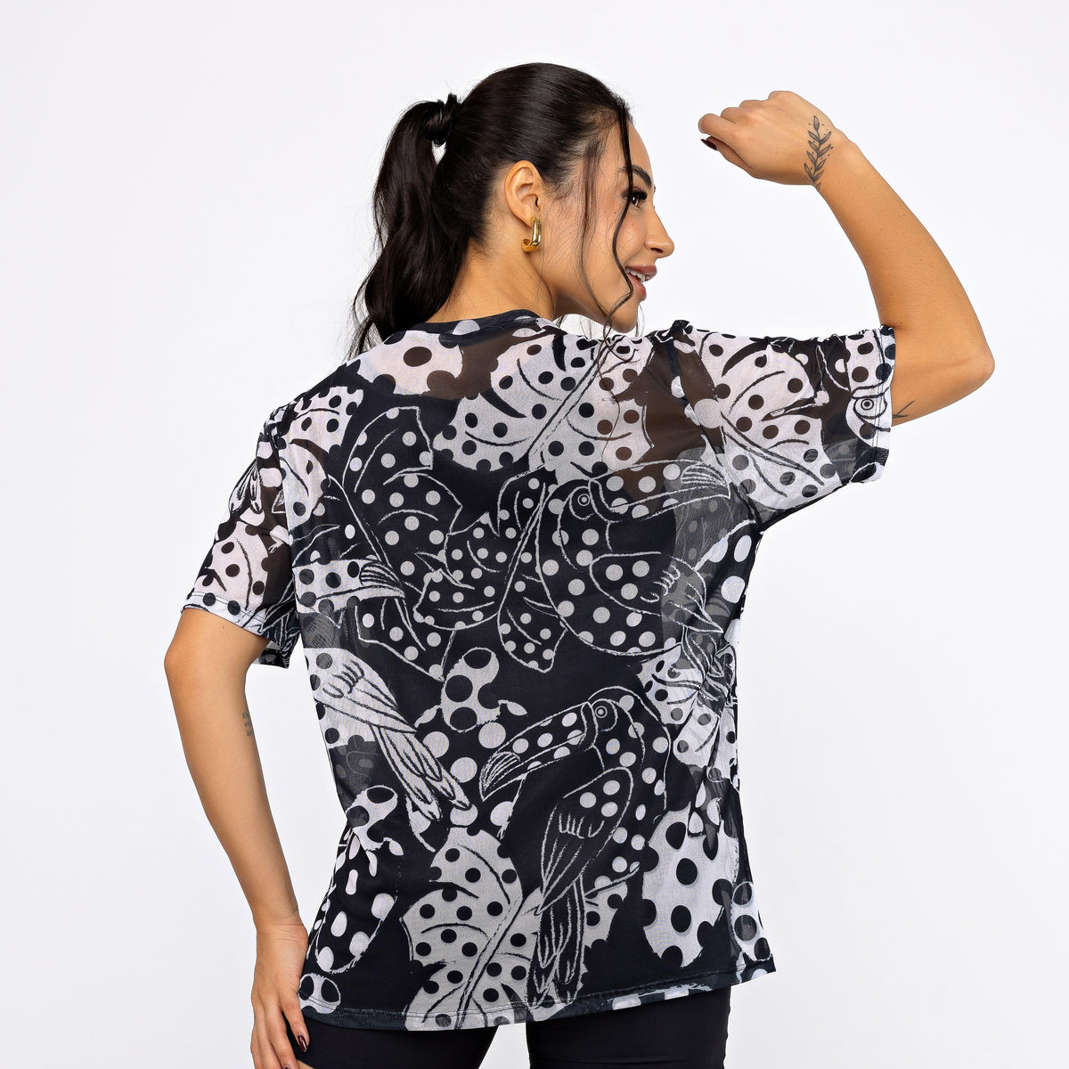 Camisão de Tule Estampado - Tucaju