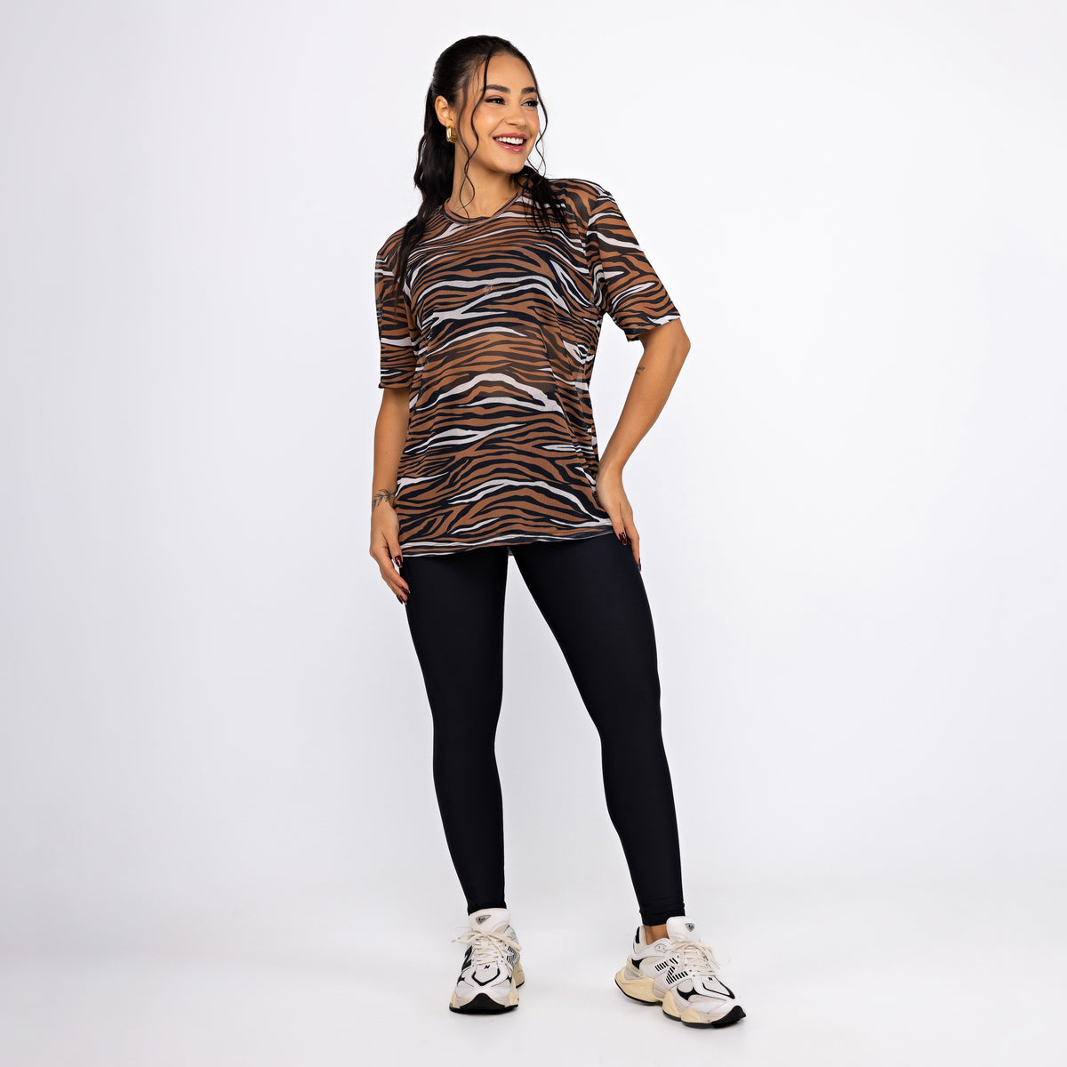 Camisão de Tule Estampado - Safari