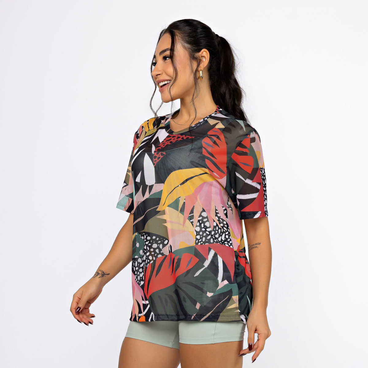 Camisão De Tule Estampado - Picasso