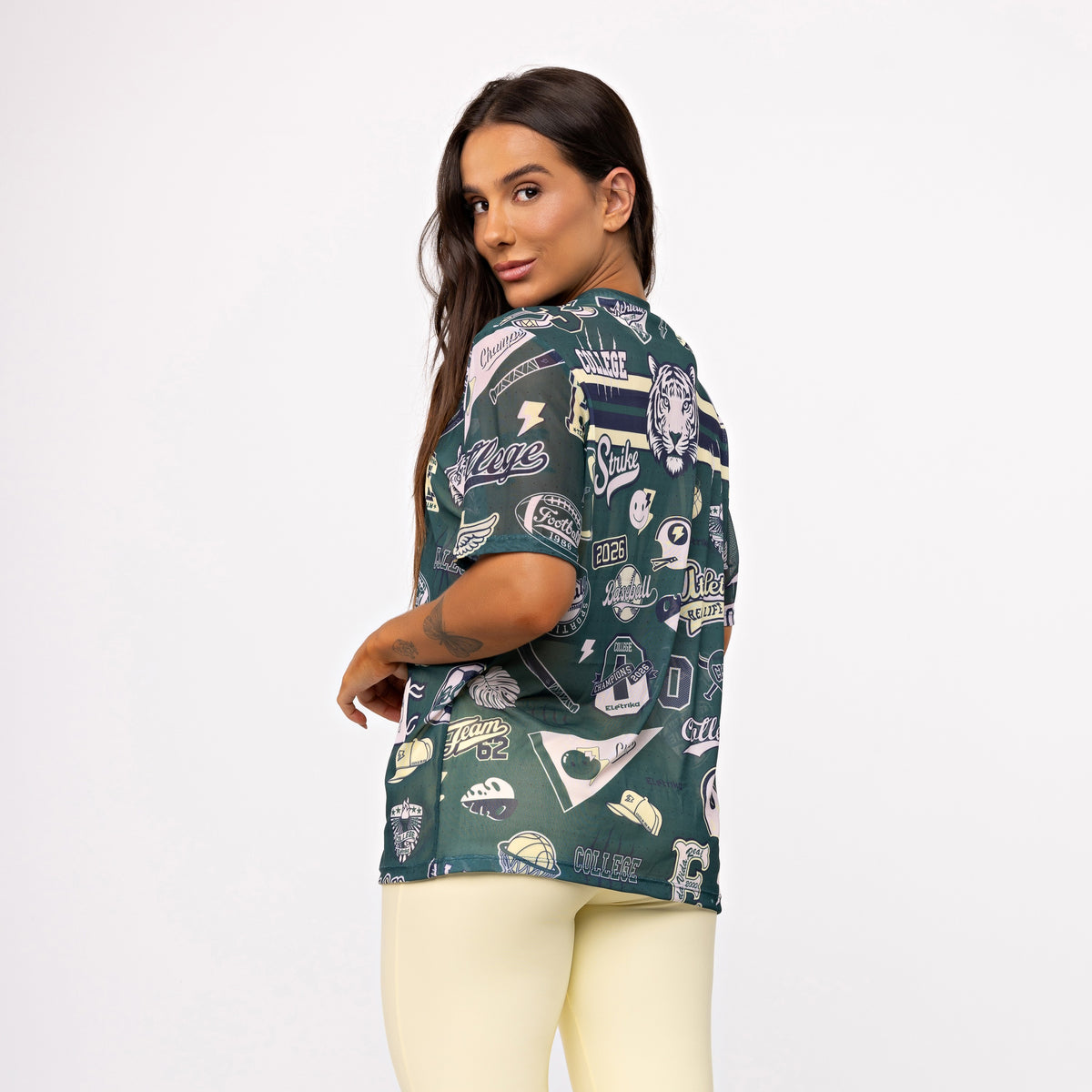 Camisão de Tule Estampado - College