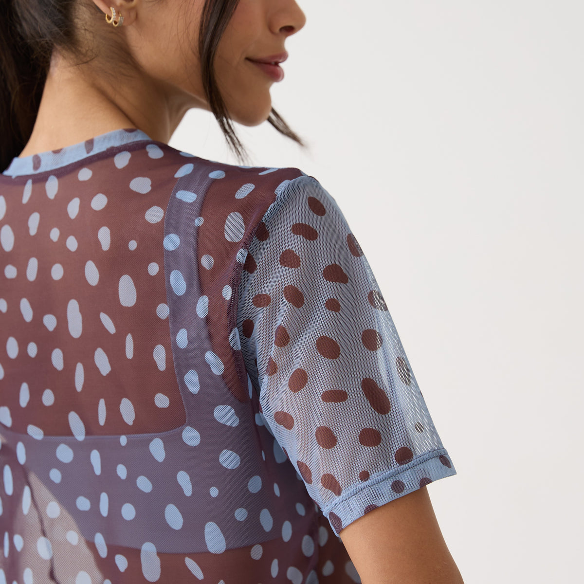 Camisão de Tule Estampado - Polka Dot