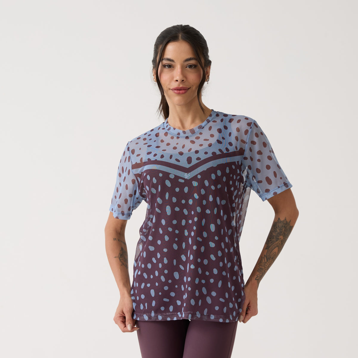 Camisão de Tule Estampado - Polka Dot