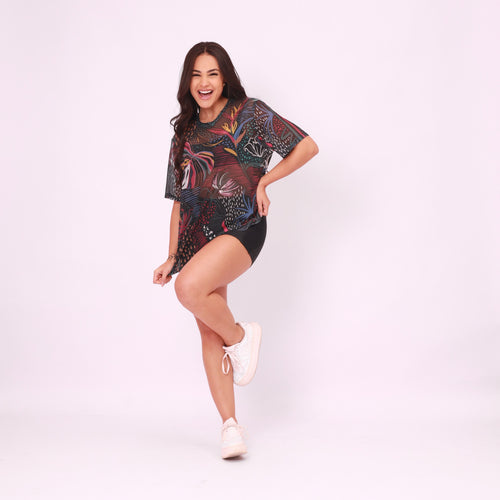 Camisão de Tule Estampado - Inverno Tropical