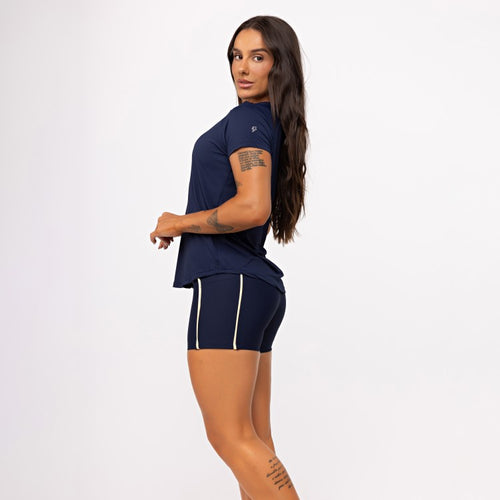 Blusa Basic Gola V - Marinho Profundo