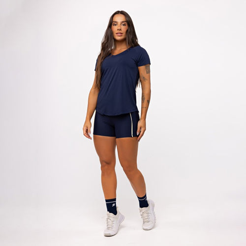 Blusa Basic Gola V - Marinho Profundo