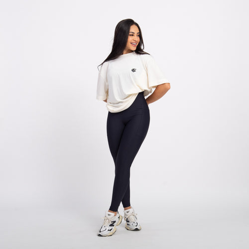 T-shirt Oversized Sport Atleta - Off White & Preto
