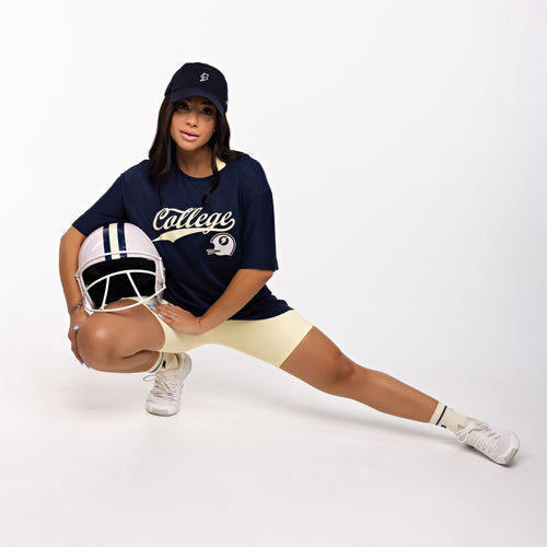 T-shirt Oversized Sport College Logo - Marinho Profundo