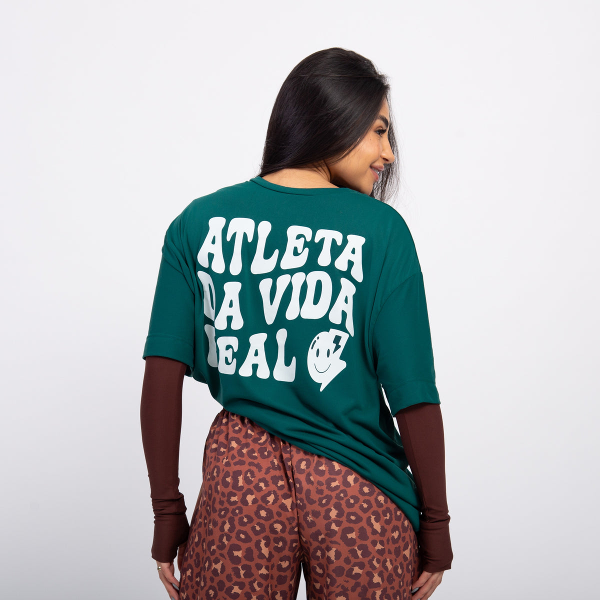 T-shirt Oversized Sport Atleta - Esmeralda & Off White