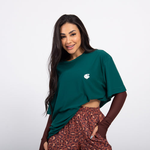 T-shirt Oversized Sport Atleta - Esmeralda & Off White