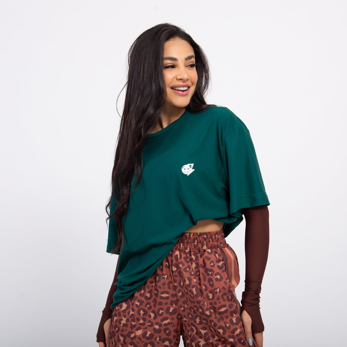 T-shirt Oversized Sport Atleta - Esmeralda & Off White
