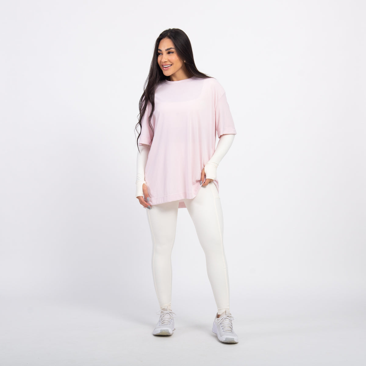 T-shirt Oversized Sport Gym Girl - Ballet & Off White