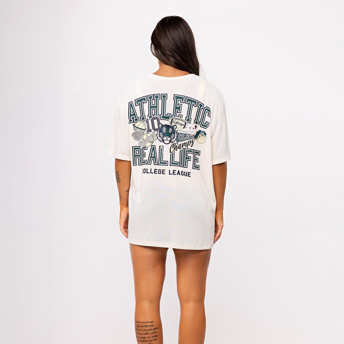 T-shirt Oversized Sport College League - Off White