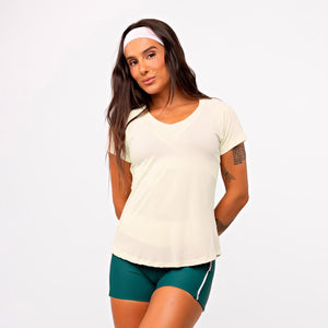 Blusa Basic Gola V - Manteiga