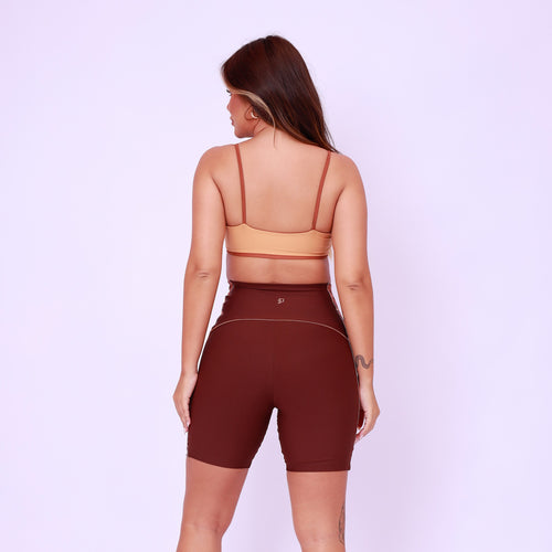 Bermuda Cós Anatômico Lateral Estampada - Onça Chocolate