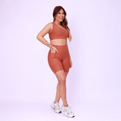 Bermuda Bolsos Running - Chocolate