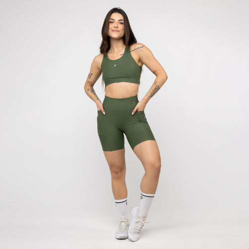 Bermuda com Bolsos Running - Verde Oliva