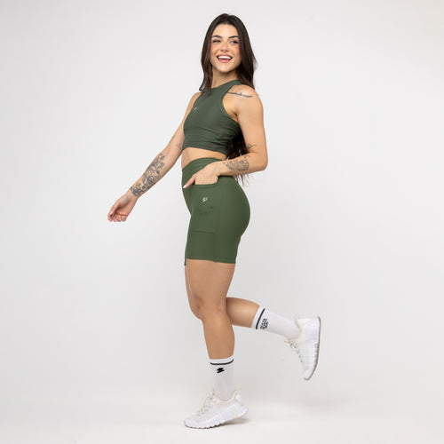 Bermuda com Bolsos Running - Verde Oliva