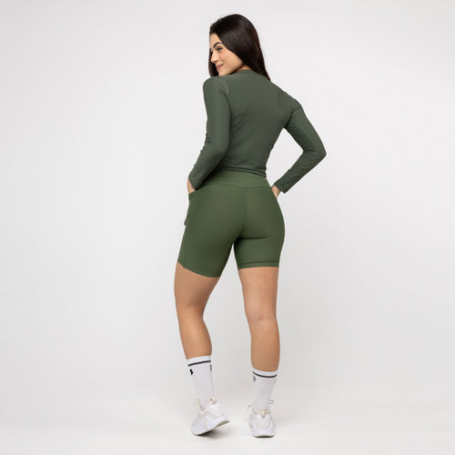 Bermuda com Bolsos Running - Verde Oliva