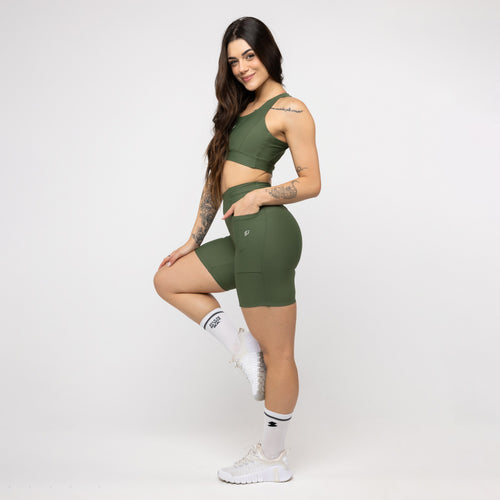 Bermuda com Bolsos Running - Verde Oliva