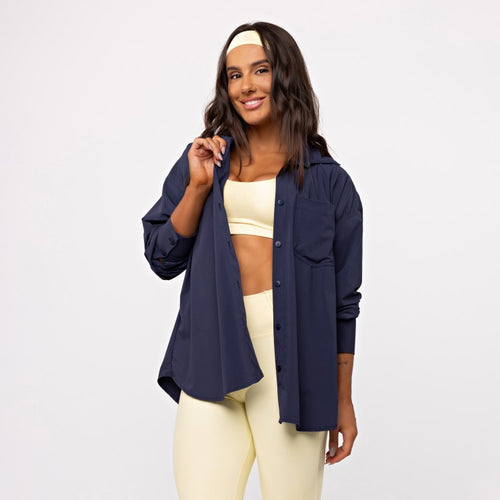 Camisa Oversized Athleisure Tech - Marinho Soft