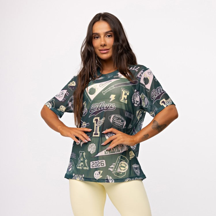 Camisão de Tule Estampado - College