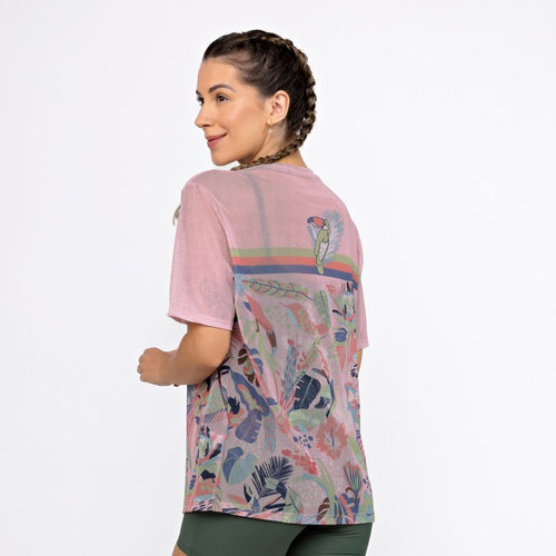 Camisão de Tule Estampado - Folhagem Tucano