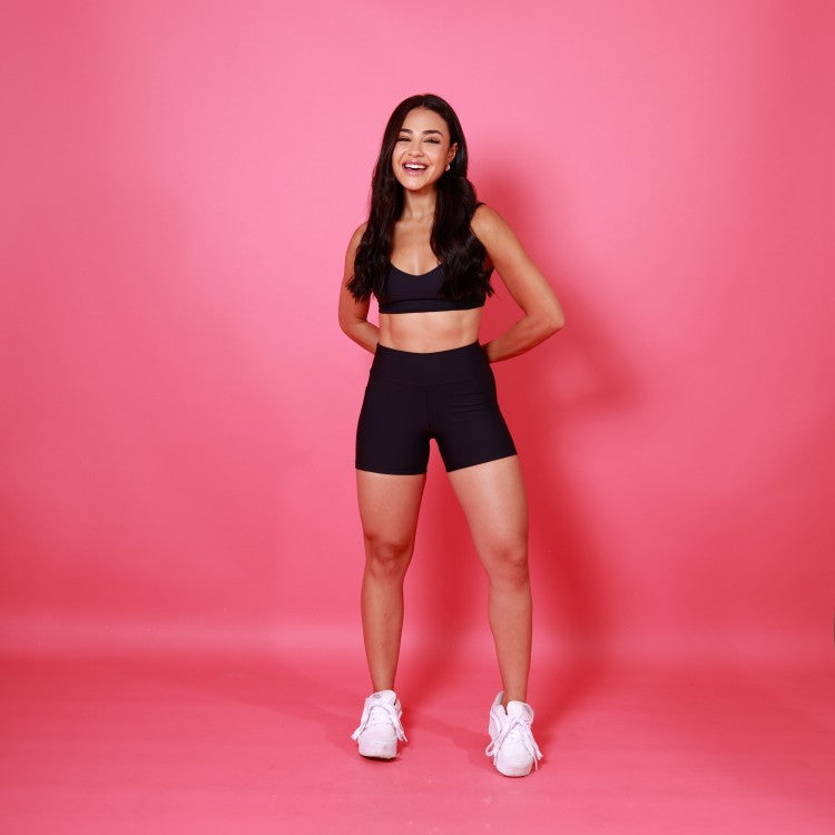 Conjunto Short Com Bolso & Topinho Barra Viés - Preto