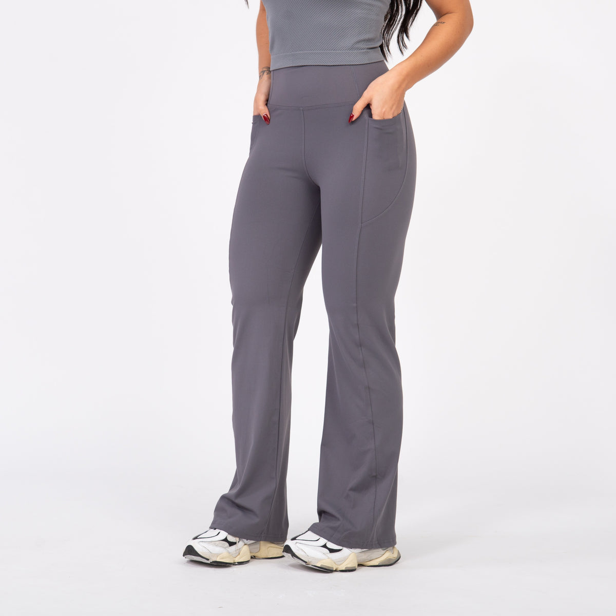 Calça Flaire Soft com Bolso - Cinza Névoa
