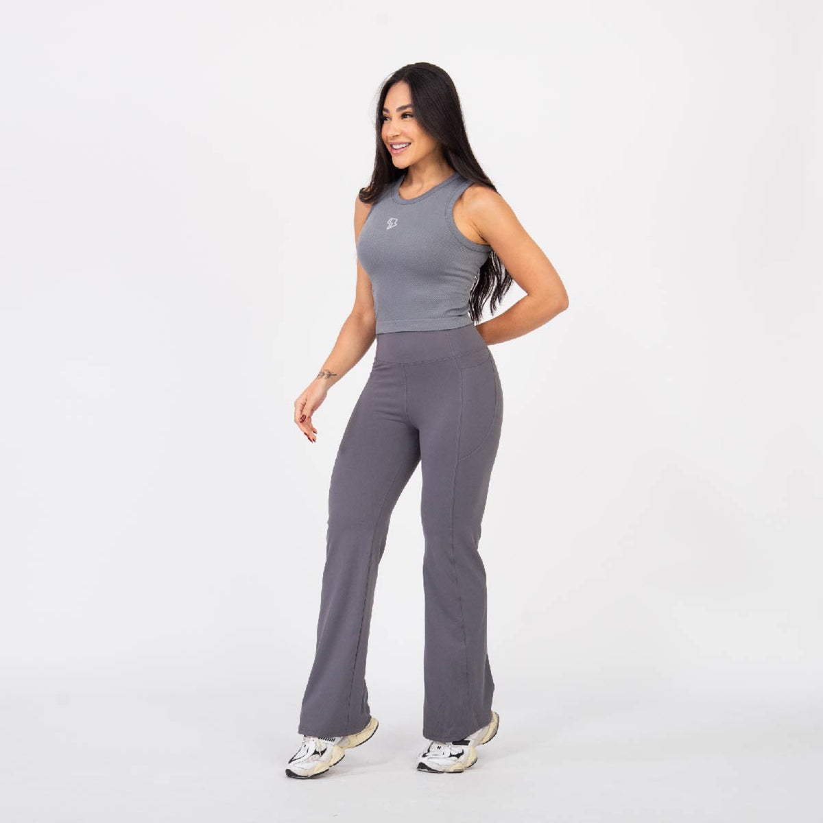 Calça Flaire Soft com Bolso - Cinza Névoa