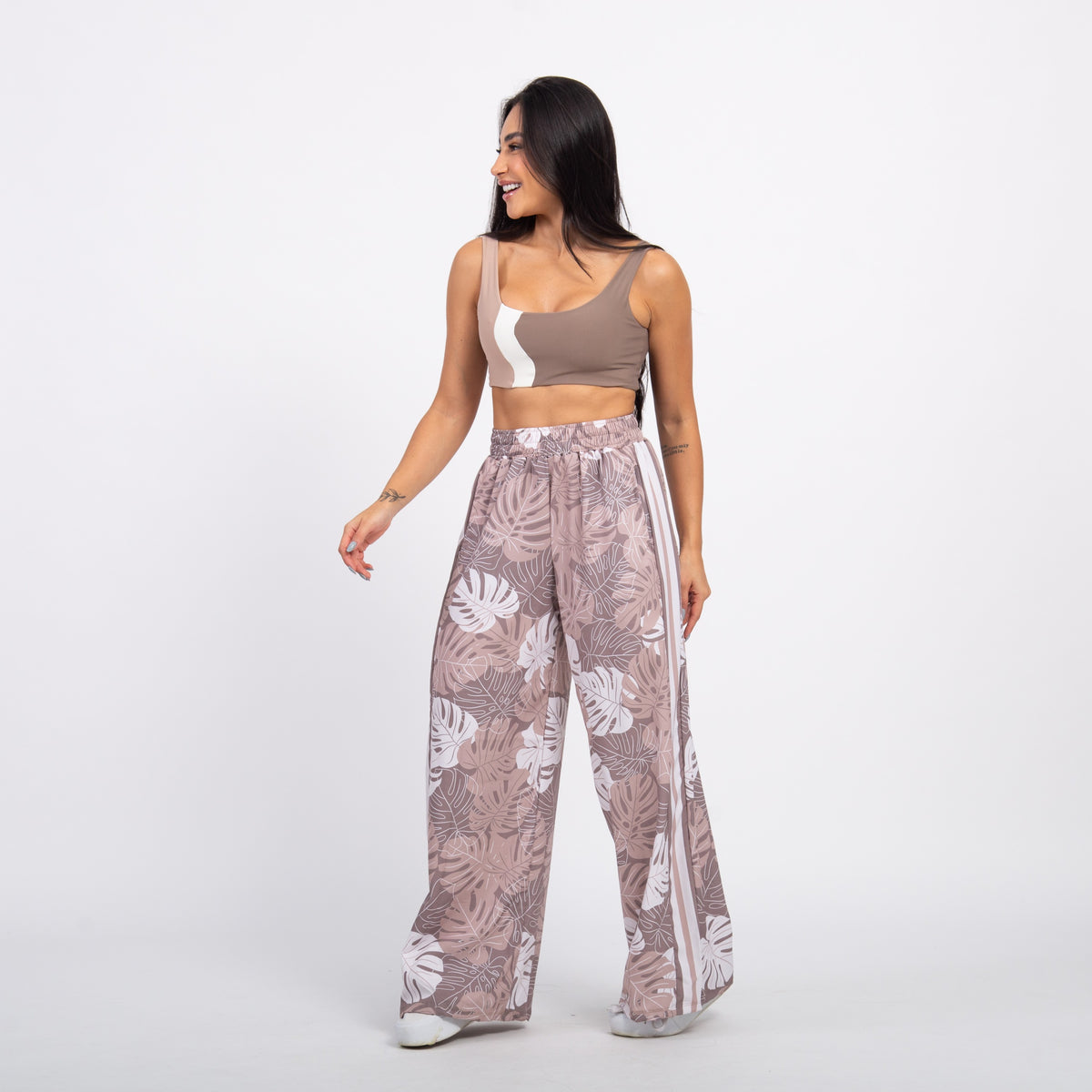 Calça Sport High Tech Estampada - Costela Nude