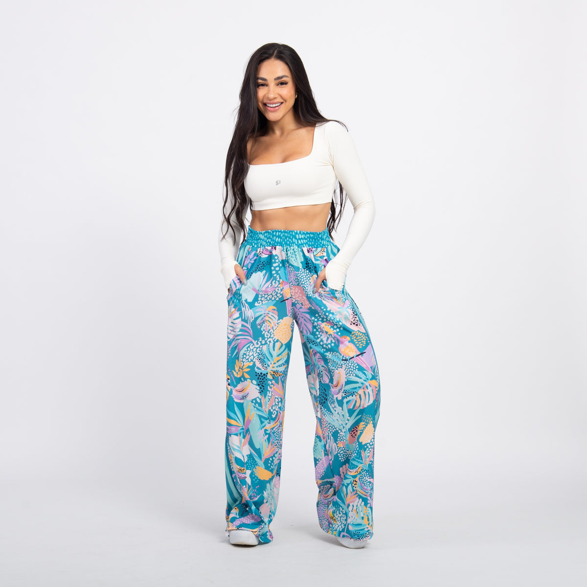 Calça Sport High Tech Estampada - Araras Aquarela