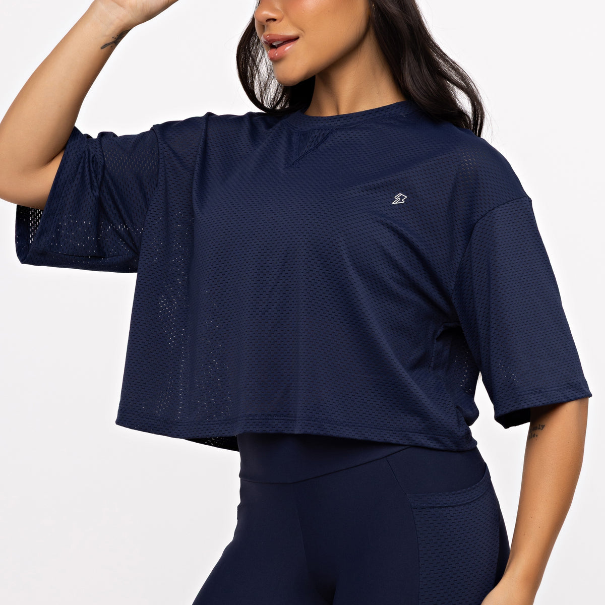 Cropped Mesh - Marinho Profundo