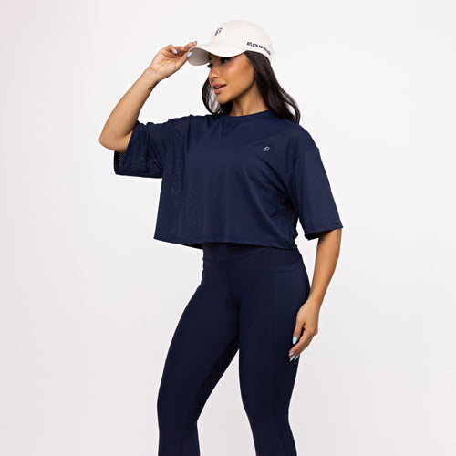 Cropped Mesh - Marinho Profundo