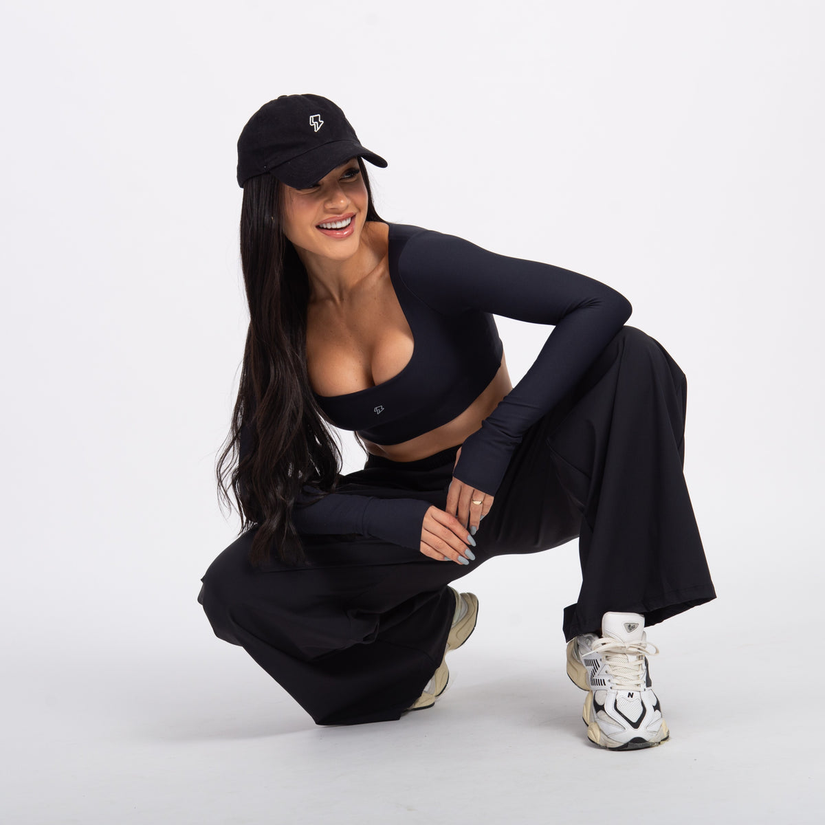 Top Cropped Manga Longa Sleek - Preto