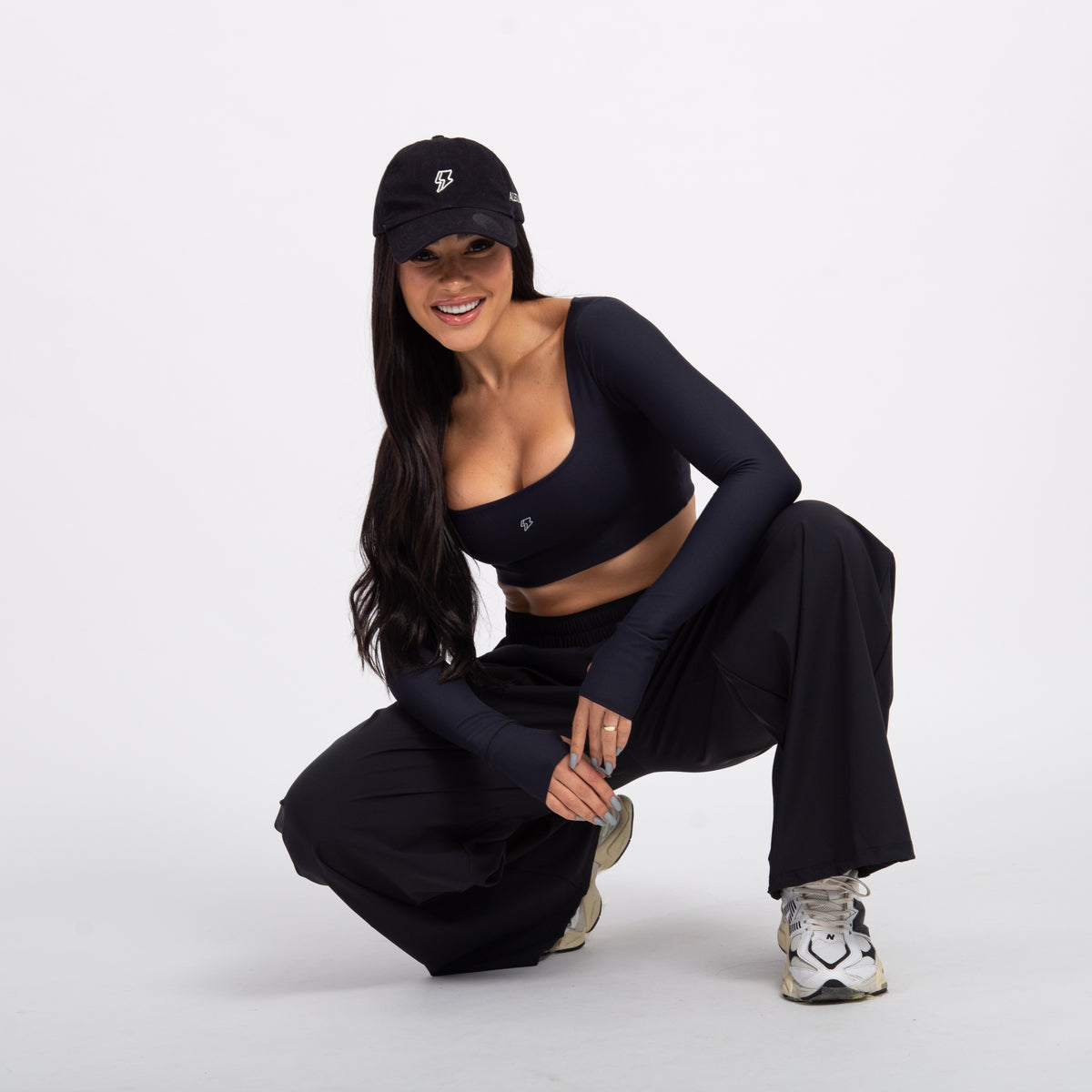 Top Cropped Manga Longa Sleek - Preto