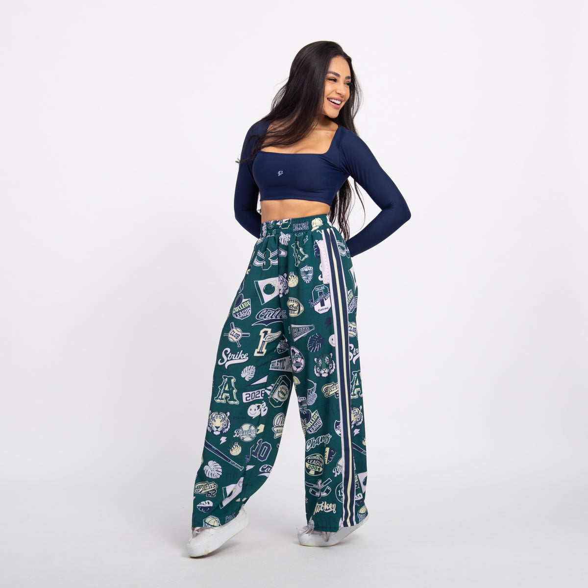 Top Cropped Manga Longa Sleek - Marinho