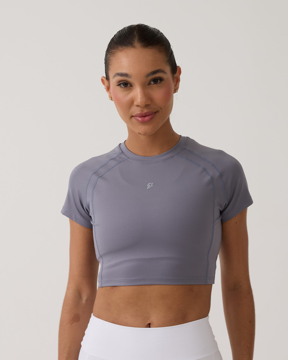 Cropped Raglan Anatômico - Ametista Cinza