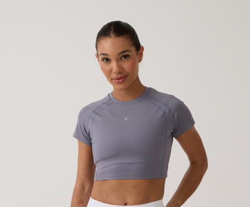 Cropped Raglan Anatômico - Ametista Cinza