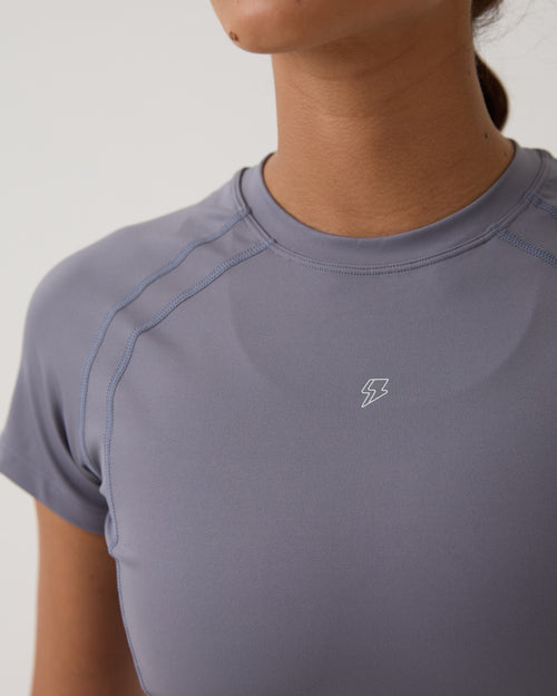 Cropped Raglan Anatômico - Ametista Cinza