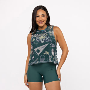 Cropped de Tela Estampado - College