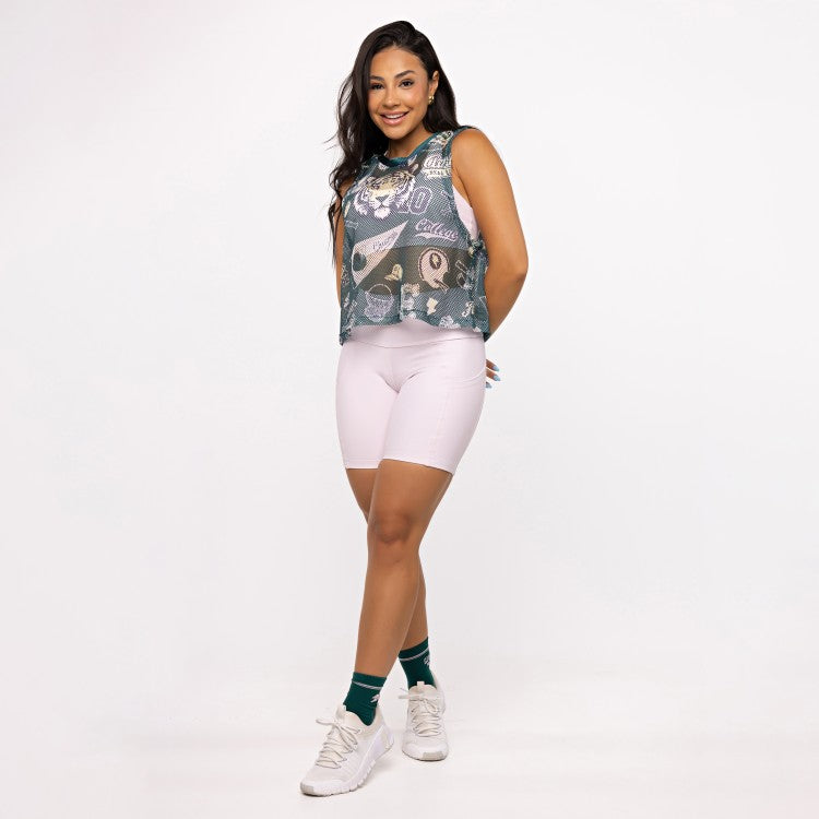 Cropped de Tela Estampado - College