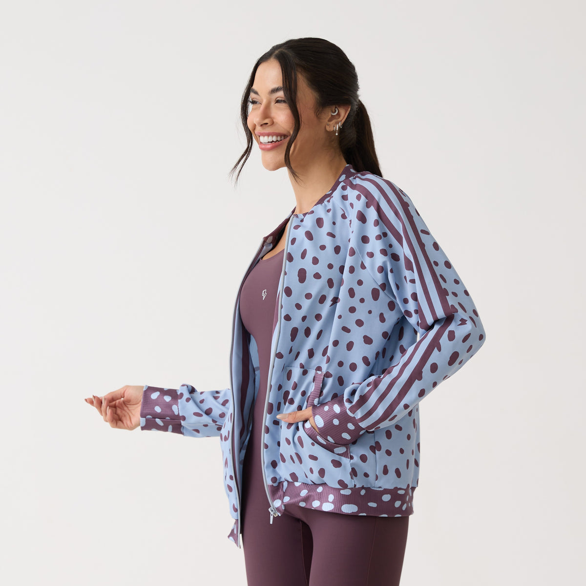 Jaqueta Bomber Estampada - Polka Dot